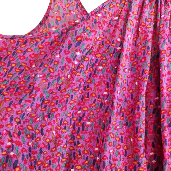 Rebecca Taylor Racerback Abstract Floral Ruffle Tank - Pink Pruple Multicolor - Picture 4 of 9
